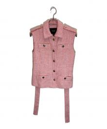 maje（マージュ）の古着「Sleeveless tweed jacket」｜ピンク