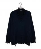 s'yteサイト）の古着「7G BULKY WOOL DAMAGE V NECK PULLOVER」｜ブラック