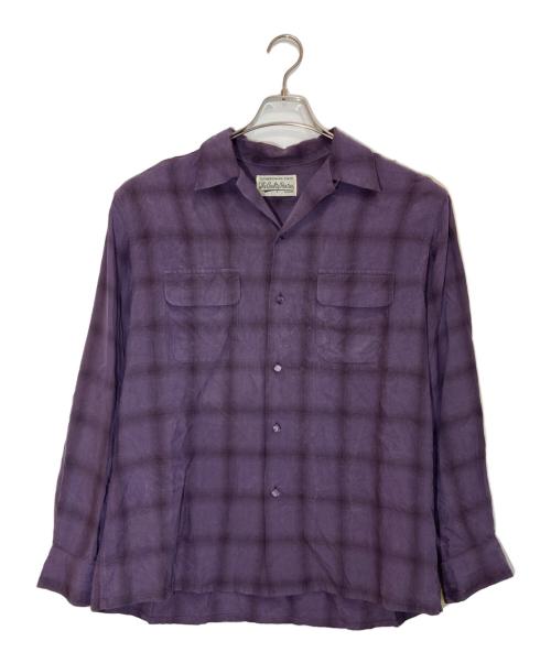 WACKO MARIA（ワコマリア）WACKO MARIA (ワコマリア) OMBRE CHECK OPEN COLLAR SHIRT L/S パープル サイズ:Lの古着・服飾アイテム