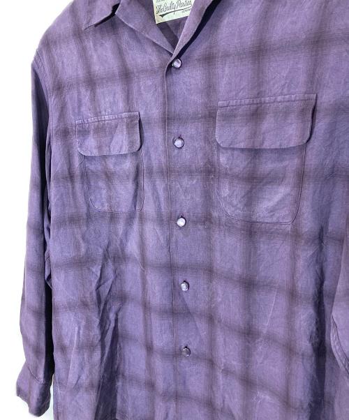 WACKO MARIA（ワコマリア）WACKO MARIA (ワコマリア) OMBRE CHECK OPEN COLLAR SHIRT L/S パープル サイズ:Lの古着・服飾アイテム