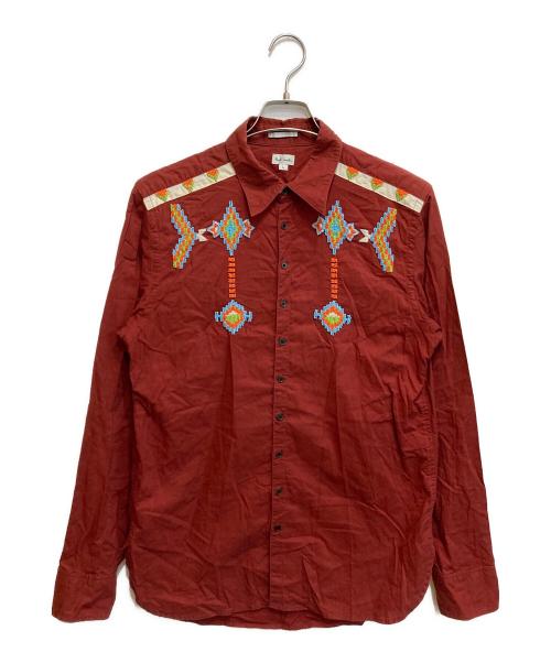 PAUL SMITH（ポールスミス）Paul Smith (ポールスミス) ビーズ刺繍シャツ レッド サイズ:Ⅼの古着・服飾アイテム