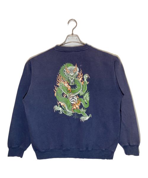 stussy（ステューシー）stussy (ステューシー) ボロドラゴンプリントスウェット ネイビー サイズ:Ⅿの古着・服飾アイテム