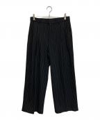 Chikashitsu +チカシツプラス）の古着「stripe tuck slacks」｜ブラック