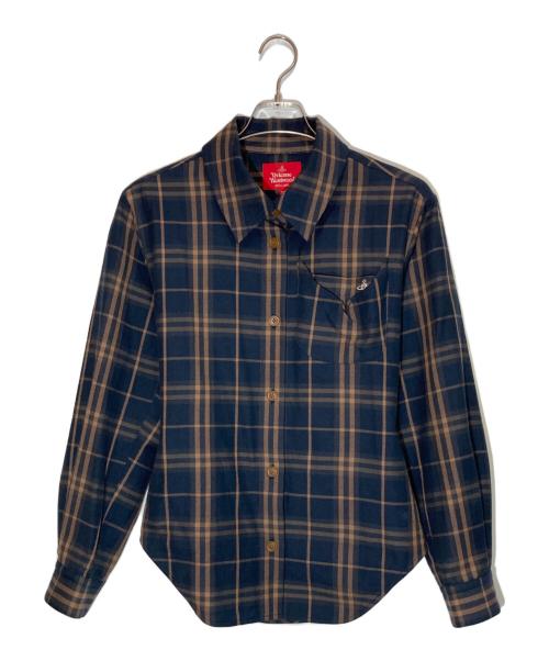 Vivienne Westwood RED LABEL（ヴィヴィアンウエストウッドレッドレーベル）Vivienne Westwood RED LABEL (ヴィヴィアンウエストウッドレッドレーベル) チェックシャツ ブラック×ブラウン サイズ:SIZE 00の古着・服飾アイテム