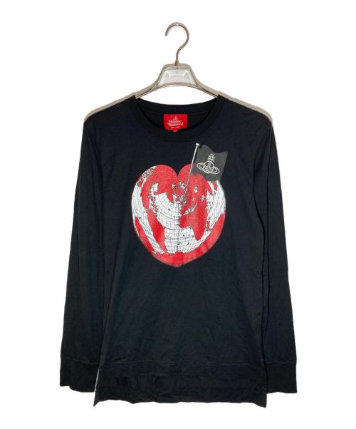 Vivienne Westwood RED LABEL（ヴィヴィアンウエストウッドレッドレーベル）Vivienne Westwood RED LABEL (ヴィヴィアンウエストウッドレッドレーベル) ハートアースプリントロングスリーブカットソー ブラック サイズ:01の古着・服飾アイテム