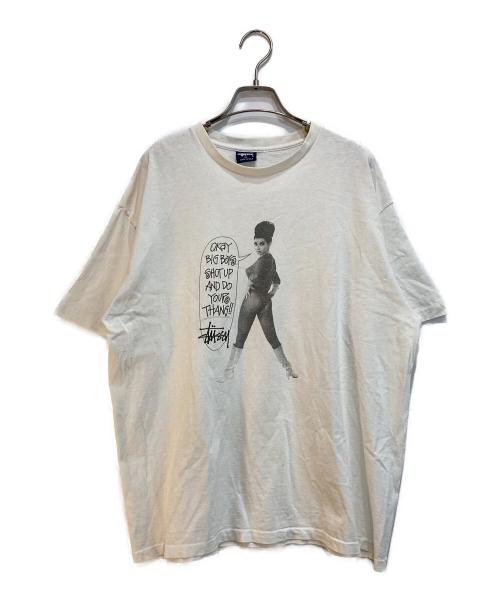 stussy（ステューシー）stussy (ステューシー) プリントTシャツ ホワイト サイズ:XLの古着・服飾アイテム
