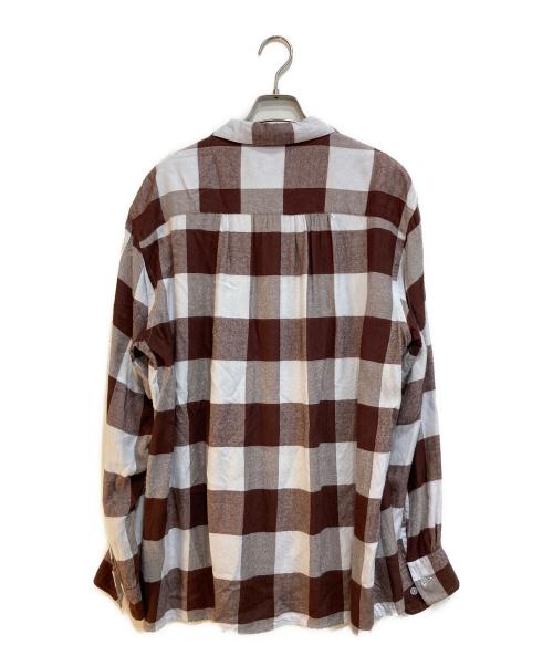 FOLL（フォル）FOLL (フォル) summer modal check open collar shirt ブラウン×グレー サイズ:SIZE 2の古着・服飾アイテム