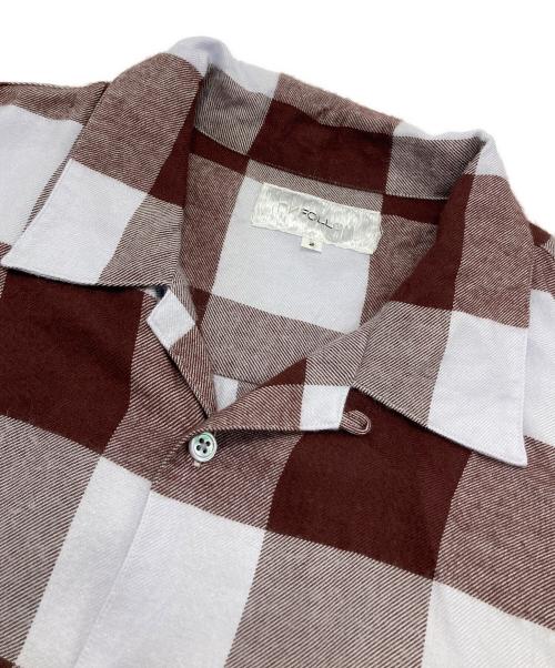 FOLL（フォル）FOLL (フォル) summer modal check open collar shirt ブラウン×グレー サイズ:SIZE 2の古着・服飾アイテム