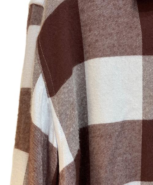 FOLL（フォル）FOLL (フォル) summer modal check open collar shirt ブラウン×グレー サイズ:SIZE 2の古着・服飾アイテム