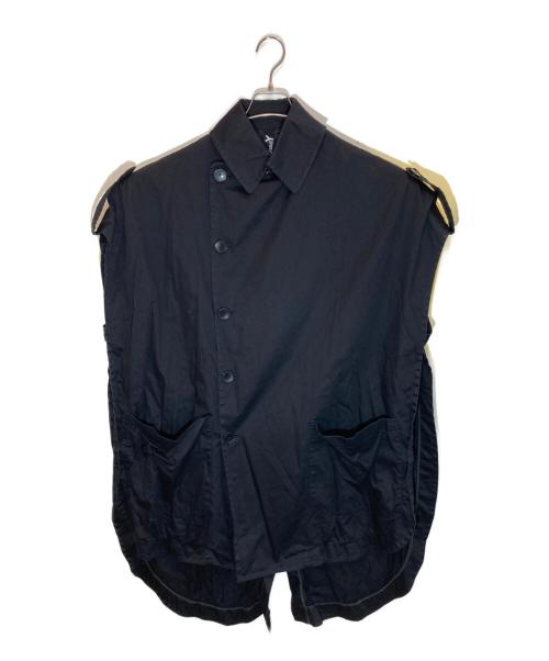 GROUND Y（グラウンドワイ）GROUND Y (グラウンドワイ) コットン ロング トレンチベスト ブラック サイズ:1の古着・服飾アイテム