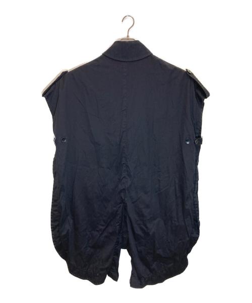 GROUND Y（グラウンドワイ）GROUND Y (グラウンドワイ) コットン ロング トレンチベスト ブラック サイズ:1の古着・服飾アイテム