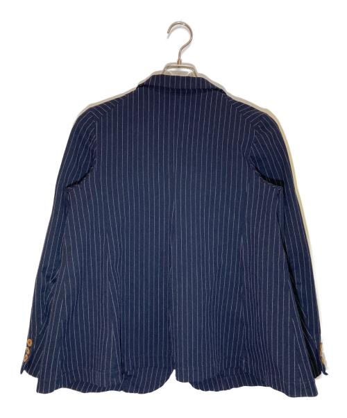 COMME des GARCONS COMME des GARCONS（コムデギャルソン コムデギャルソン）COMME des GARCONS COMME des GARCONS (コムデギャルソン コムデギャルソン) ポリエステル縮絨ストライプテーラードジャケット ネイビー サイズ:Sの古着・服飾アイテム