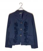 COMME des GARCONS COMME des GARCONSコムデギャルソン コムデギャルソン）の古着「フリルデザインストライプジャケット」｜ネイビー