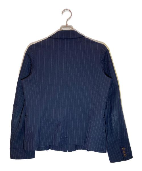 COMME des GARCONS COMME des GARCONS（コムデギャルソン コムデギャルソン）COMME des GARCONS COMME des GARCONS (コムデギャルソン コムデギャルソン) フリルデザインストライプジャケット ネイビー サイズ:Ⅿの古着・服飾アイテム