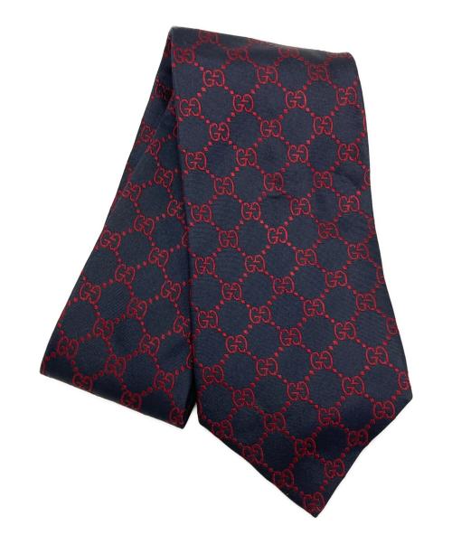 GUCCI（グッチ）GUCCI (グッチ) シルクネクタイ ブラック×レッド サイズ:-の古着・服飾アイテム