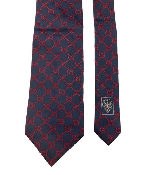 GUCCI（グッチ）GUCCI (グッチ) シルクネクタイ ブラック×レッド サイズ:-の古着・服飾アイテム