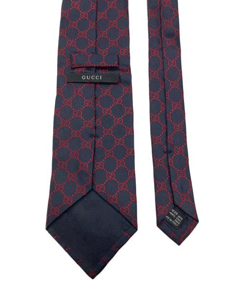 GUCCI（グッチ）GUCCI (グッチ) シルクネクタイ ブラック×レッド サイズ:-の古着・服飾アイテム