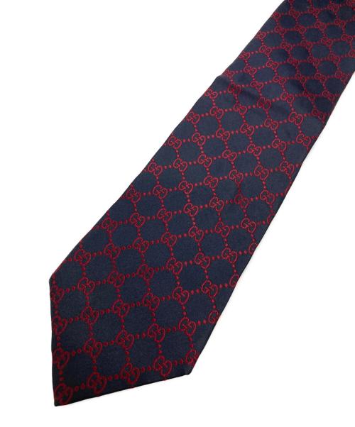 GUCCI（グッチ）GUCCI (グッチ) シルクネクタイ ブラック×レッド サイズ:-の古着・服飾アイテム