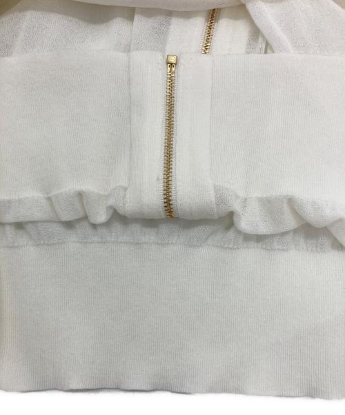 23区（ニジュウサンク）23区 (ニジュウサンク) ライトシアーニット ジップカーディ ホワイト サイズ:SIZE 38の古着・服飾アイテム