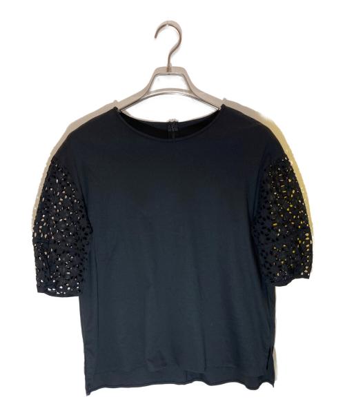 23区（ニジュウサンク）23区 (ニジュウサンク) アイレットジャージー カットソー ブラック サイズ:SIZE 38の古着・服飾アイテム