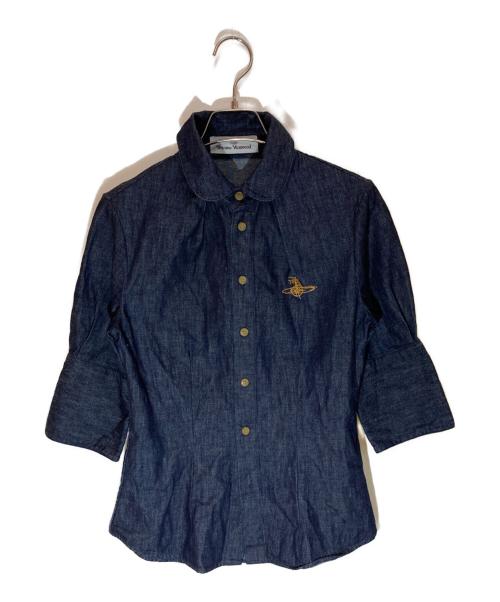 Vivienne Westwood（ヴィヴィアンウエストウッド）Vivienne Westwood (ヴィヴィアンウエストウッド) ラウンドカラーデニムシャツ インディゴ サイズ:SIZE 38の古着・服飾アイテム