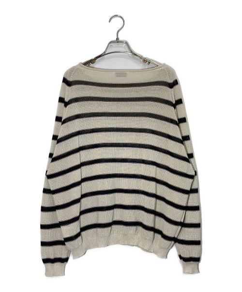 BARNYARDSTORM（バンヤードストーム）BARNYARDSTORM (バンヤードストーム) ボーダーペーパーニット ベージュ×ブラック サイズ:SIZE Freeの古着・服飾アイテム