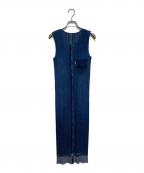 PLEATS PLEASEプリーツプリーズ）の古着「デニム転写ロングワンピース」｜ブルー