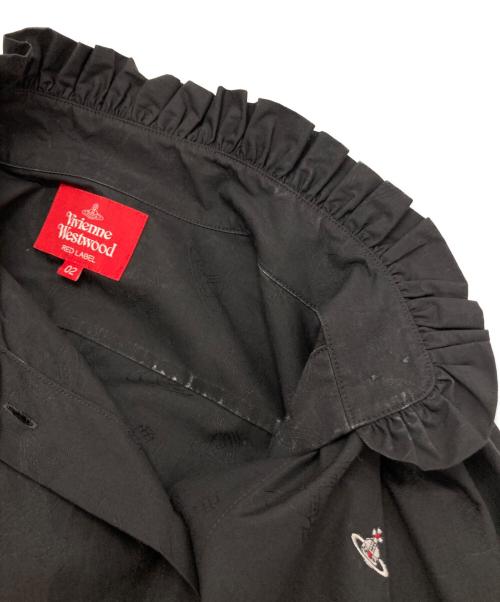 Vivienne Westwood RED LABEL（ヴィヴィアンウエストウッドレッドレーベル）Vivienne Westwood RED LABEL (ヴィヴィアンウエストウッドレッドレーベル) ORBジャカード フリルボウタイシャツ ブラック サイズ:SIZE 02の古着・服飾アイテム