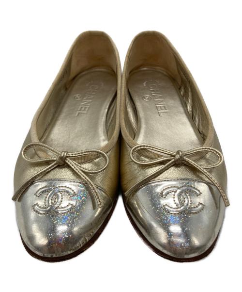 CHANEL（シャネル）CHANEL (シャネル) バレリーナパンプス ゴールド サイズ:SIZE 37Cの古着・服飾アイテム