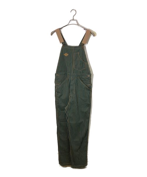 karaku（カラク）KARAKU (カラク) STAY TRUE  ツートンストライプ柄オーバーオール グリーン サイズ:XLの古着・服飾アイテム