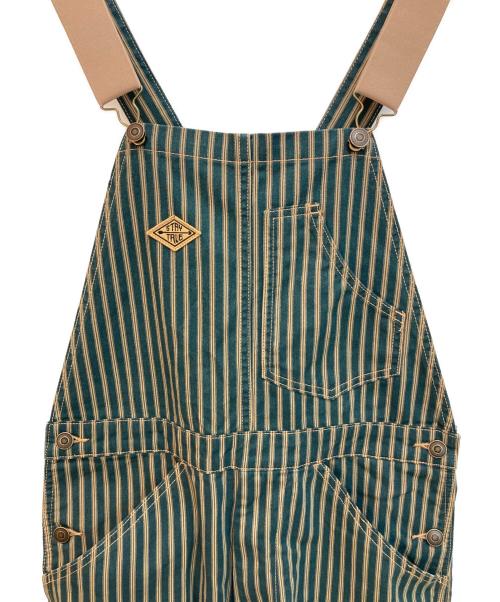 karaku（カラク）KARAKU (カラク) STAY TRUE  ツートンストライプ柄オーバーオール グリーン サイズ:XLの古着・服飾アイテム