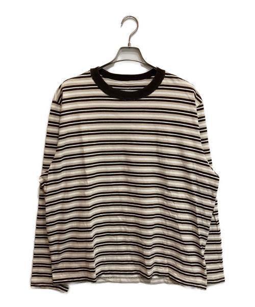 CAMIEL FORTGENS（カミエルフォートヘンス）CAMIEL FORTGENS (カミエルフォートヘンス) l.s. big tee ベージュ×ブラウン サイズ:Mの古着・服飾アイテム