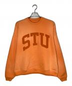 stussyステューシー）の古着「STU Applique crew」｜オレンジ