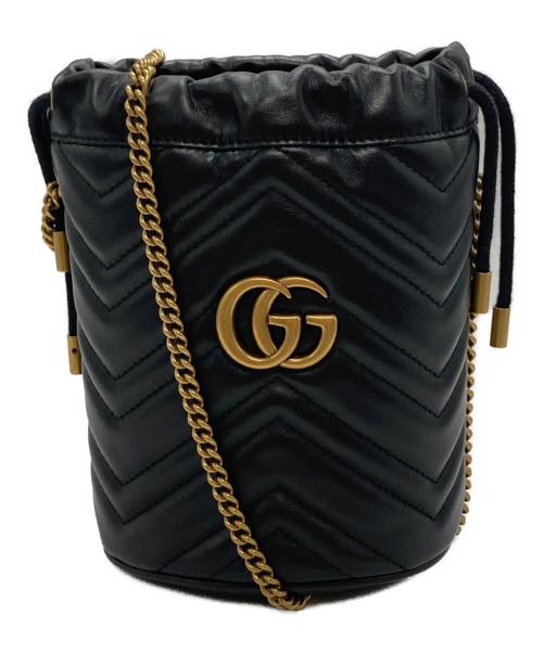 GUCCI（グッチ）GUCCI (グッチ) GGマーモント スモール バケットバッグ ブラックの古着・服飾アイテム