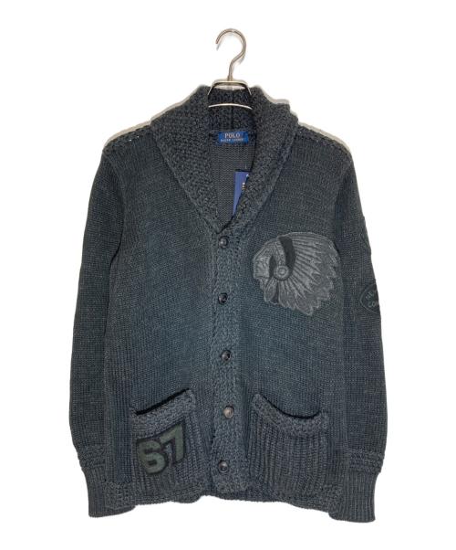 POLO RALPH LAUREN（ポロ・ラルフローレン）POLO RALPH LAUREN (ポロ・ラルフローレン) インディアンヘッドパッチショールカーディガン グレー サイズ:S 未使用品の古着・服飾アイテム