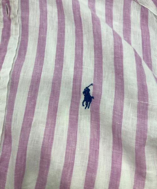POLO RALPH LAUREN（ポロ・ラルフローレン）POLO RALPH LAUREN (ポロ・ラルフローレン) ストライプリネンシャツ パープル×ホワイト サイズ:Lの古着・服飾アイテム