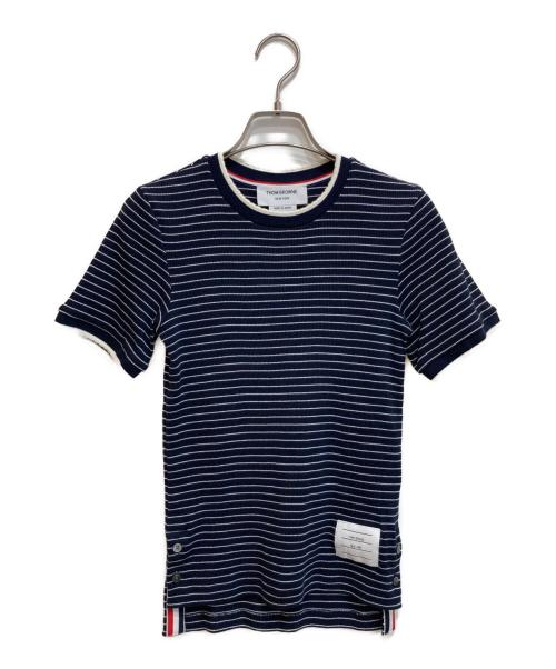 Thom Browne（トムブラウン）Thom Browne (トムブラウン) コットンワッフルボーダーTシャツ ネイビー×ホワイト サイズ:SIZE 36の古着・服飾アイテム