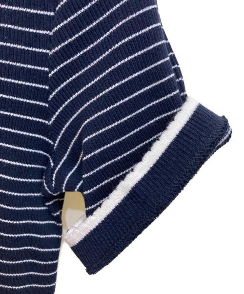 Thom Browne（トムブラウン）Thom Browne (トムブラウン) コットンワッフルボーダーTシャツ ネイビー×ホワイト サイズ:SIZE 36の古着・服飾アイテム