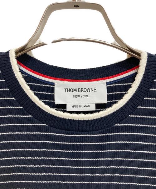 Thom Browne（トムブラウン）Thom Browne (トムブラウン) コットンワッフルボーダーTシャツ ネイビー×ホワイト サイズ:SIZE 36の古着・服飾アイテム