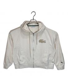 LACOSTE（ラコステ）の古着「ボアワニロゴスウェットジップフーディー」｜ベージュ
