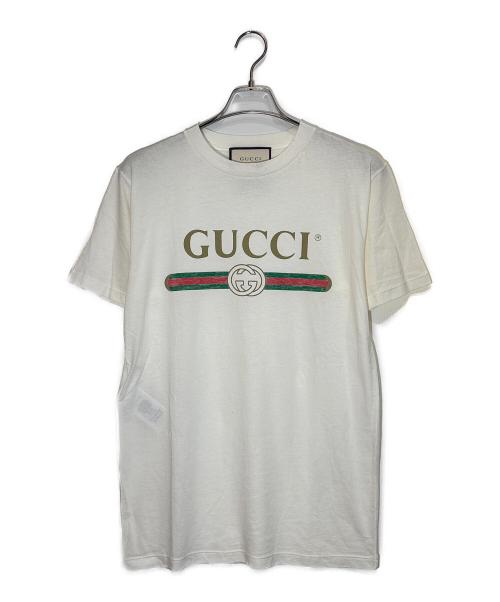 GUCCI（グッチ）GUCCI (グッチ) ロゴプリントTシャツ ホワイト サイズ:XSの古着・服飾アイテム