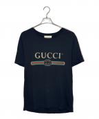 GUCCIグッチ）の古着「ロゴプリントTシャツ」｜ブラック