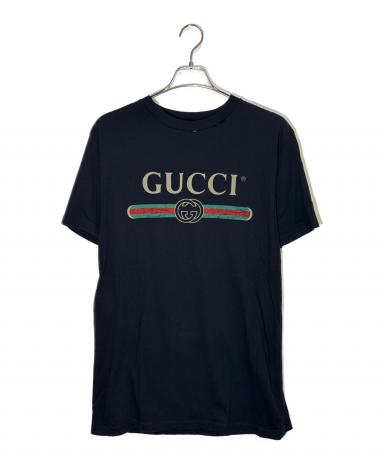 中古・古着通販】GUCCI (グッチ) ロゴプリントTシャツ ブラック サイズ