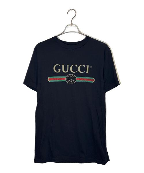 GUCCI（グッチ）GUCCI (グッチ) ロゴプリントTシャツ ブラック サイズ:Sの古着・服飾アイテム