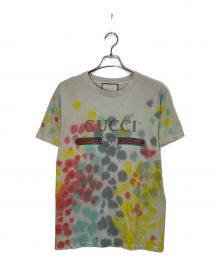 GUCCI（グッチ）の古着「タイダイロゴプリントTシャツ」｜ベージュ