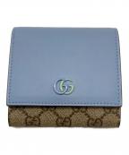 GUCCIグッチ）の古着「ミディアムウォレット」｜ブルー×ベージュ