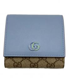 GUCCI（グッチ）の古着「ミディアムウォレット」｜ブルー×ベージュ
