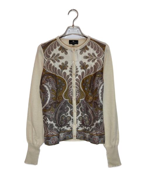 ETRO（エトロ）ETRO (エトロ) シルク切替カーディガン アイボリー サイズ:40の古着・服飾アイテム