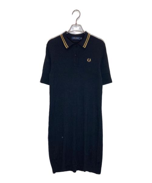FRED PERRY（フレッドペリー）FRED PERRY (フレッドペリー) RIBBED KNITTED SHIRT DRESS ブラック サイズ:36の古着・服飾アイテム