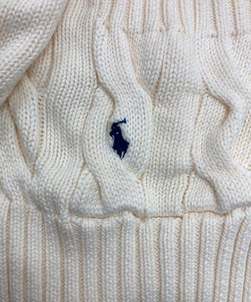 POLO RALPH LAUREN（ポロ・ラルフローレン）POLO RALPH LAUREN (ポロ・ラルフローレン) サイドスリットケーブルコットンニットカーディガン アイボリー サイズ:Ⅿの古着・服飾アイテム